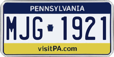 PA license plate MJG1921