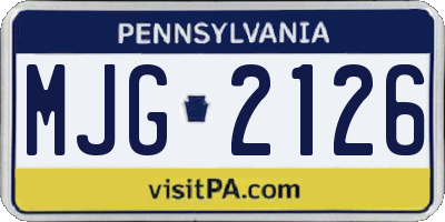 PA license plate MJG2126