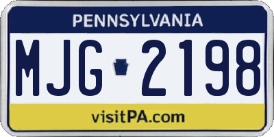 PA license plate MJG2198