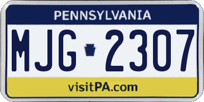 PA license plate MJG2307