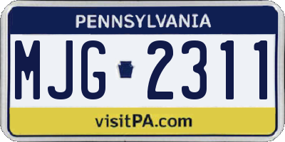 PA license plate MJG2311