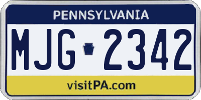 PA license plate MJG2342