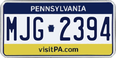 PA license plate MJG2394