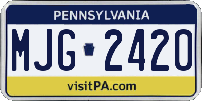 PA license plate MJG2420