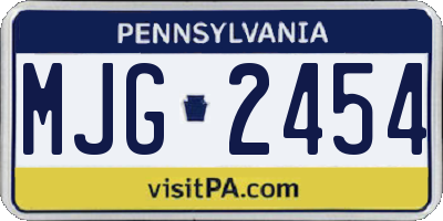 PA license plate MJG2454