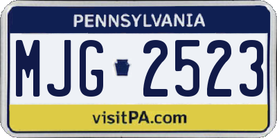 PA license plate MJG2523
