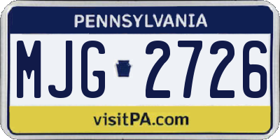 PA license plate MJG2726