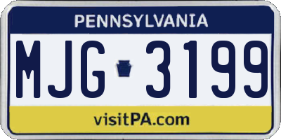 PA license plate MJG3199
