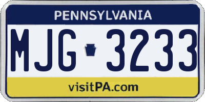 PA license plate MJG3233