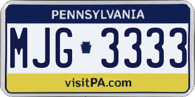 PA license plate MJG3333