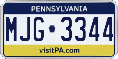PA license plate MJG3344