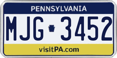 PA license plate MJG3452