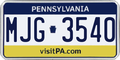 PA license plate MJG3540