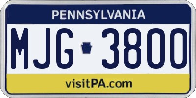 PA license plate MJG3800