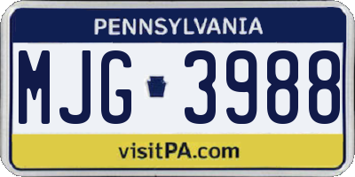 PA license plate MJG3988