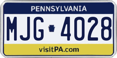 PA license plate MJG4028