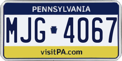 PA license plate MJG4067