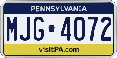 PA license plate MJG4072