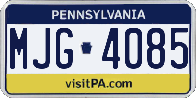 PA license plate MJG4085