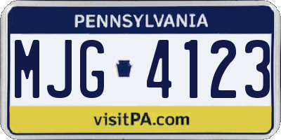 PA license plate MJG4123
