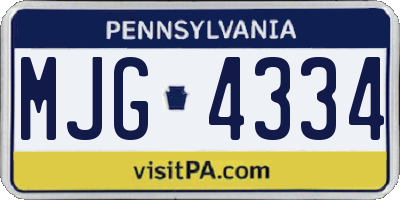 PA license plate MJG4334