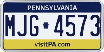 PA license plate MJG4573