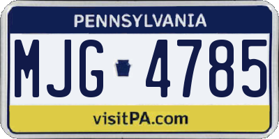 PA license plate MJG4785