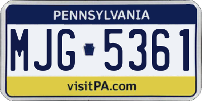PA license plate MJG5361