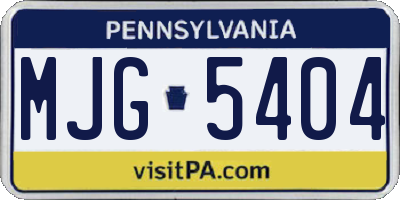 PA license plate MJG5404