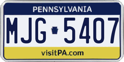 PA license plate MJG5407