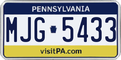 PA license plate MJG5433