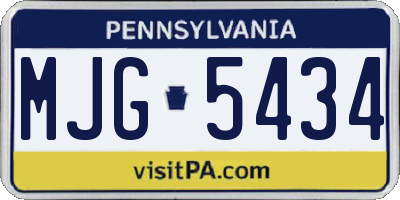 PA license plate MJG5434