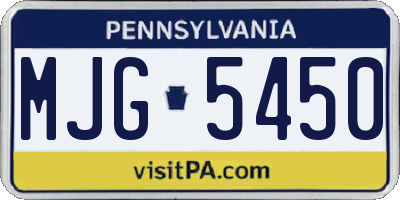 PA license plate MJG5450
