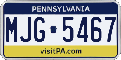 PA license plate MJG5467