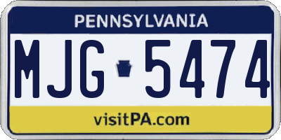 PA license plate MJG5474