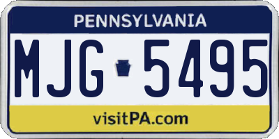 PA license plate MJG5495