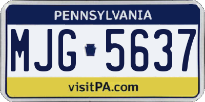 PA license plate MJG5637
