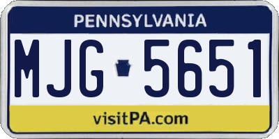 PA license plate MJG5651