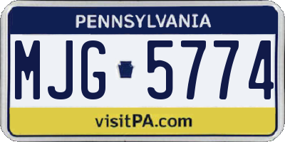 PA license plate MJG5774