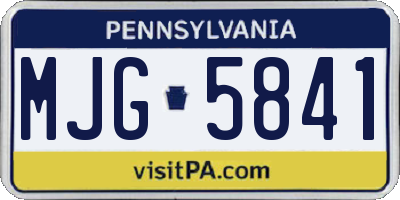 PA license plate MJG5841