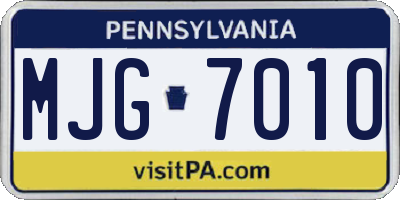 PA license plate MJG7010