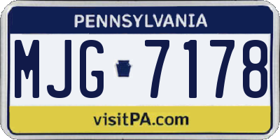 PA license plate MJG7178