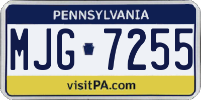 PA license plate MJG7255