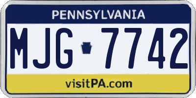PA license plate MJG7742