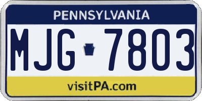 PA license plate MJG7803
