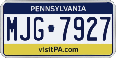 PA license plate MJG7927