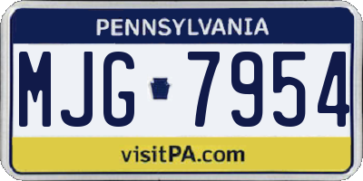 PA license plate MJG7954