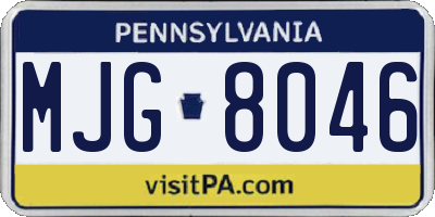 PA license plate MJG8046