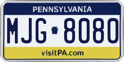 PA license plate MJG8080