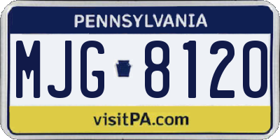 PA license plate MJG8120